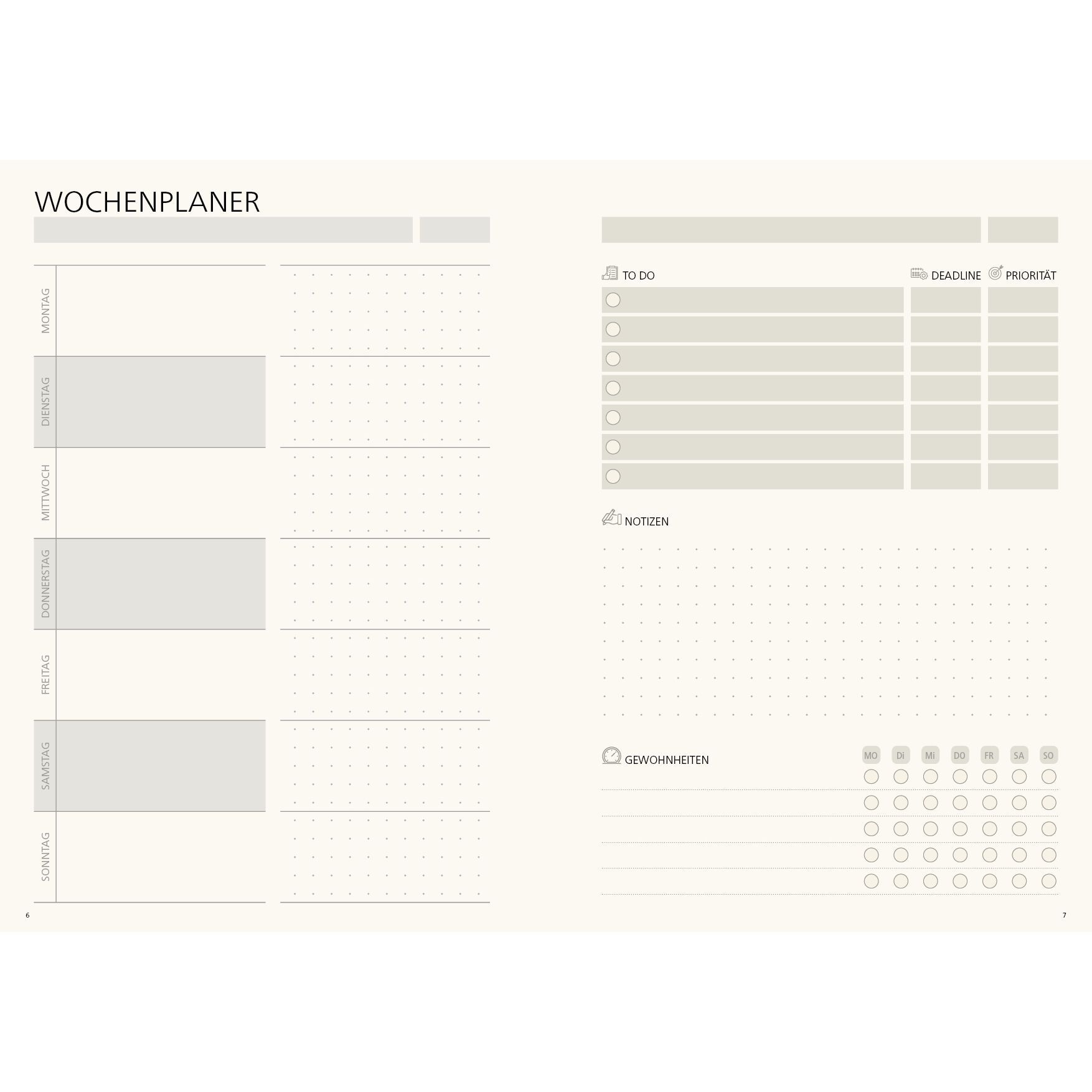 Notizbuch orgaLine Mainbook, Creme, dunkelblau-181