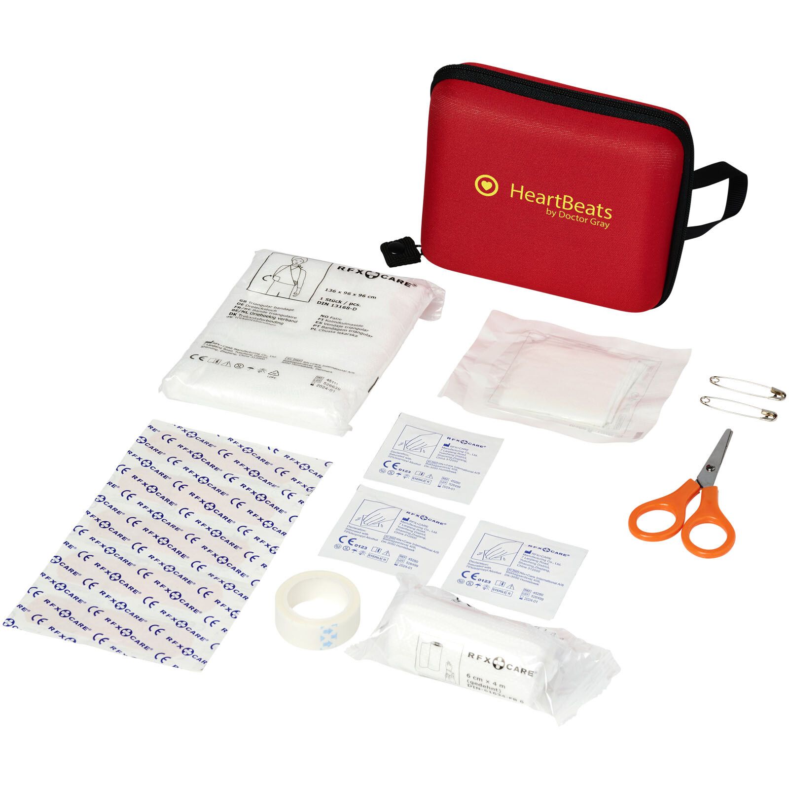 Healer 16-teiliges Erste-Hilfe-Set - rot -  weiss-653