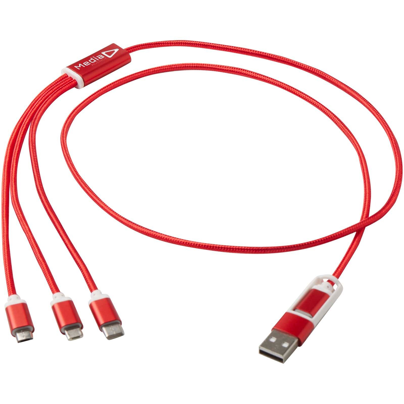Versatile 5-in-1 Ladekabel aus recyceltem Aluminium - rot-673