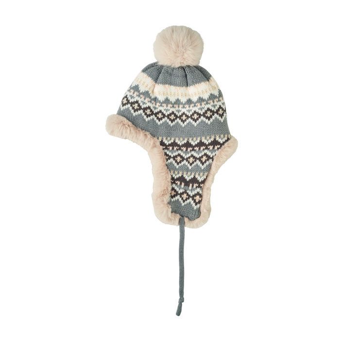 Gestrickte Ohrenmütze YULONG - grau-320