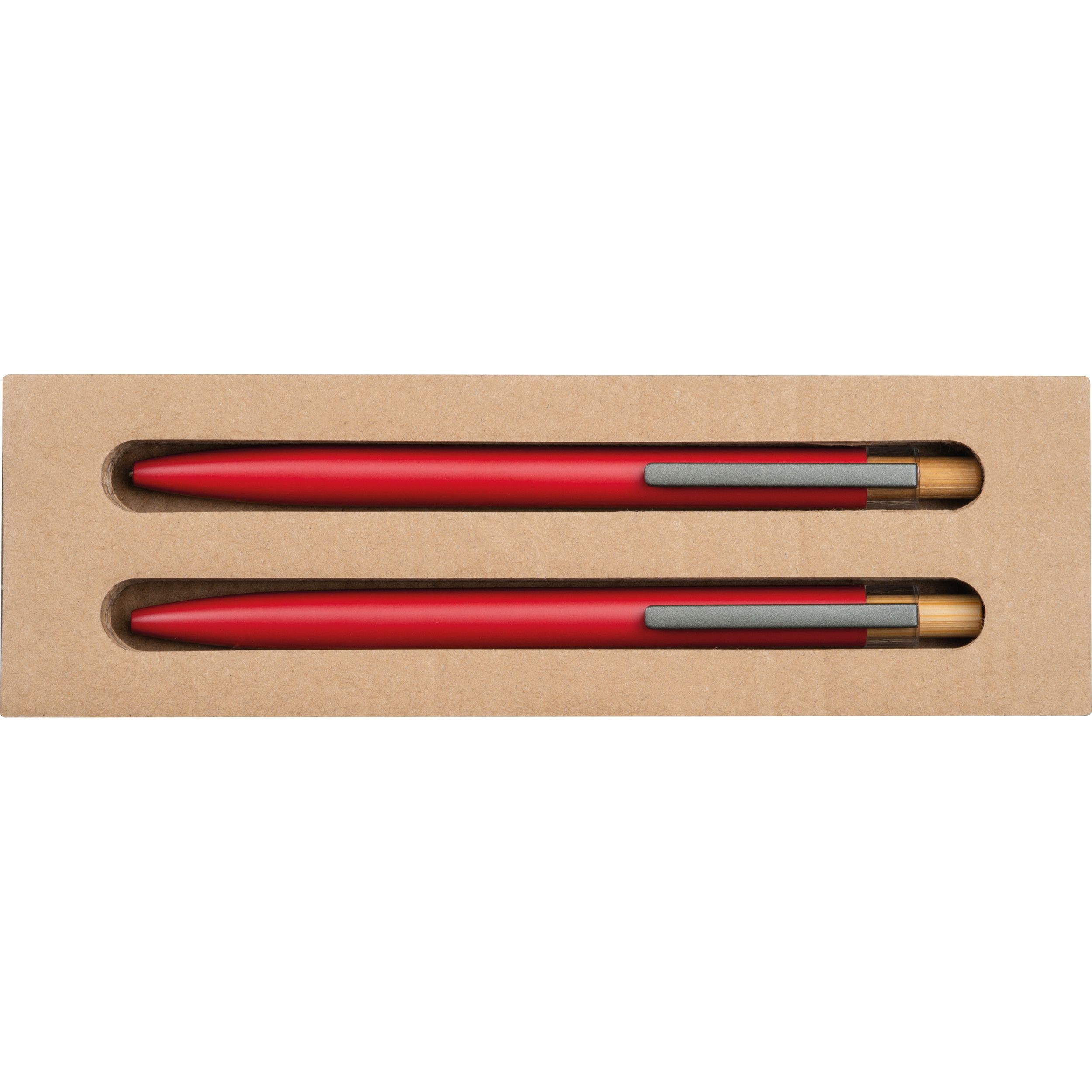 Schreibset mit Kugelschreiber und Druckbleistift aus recyceltem Aluminium  - rot-534