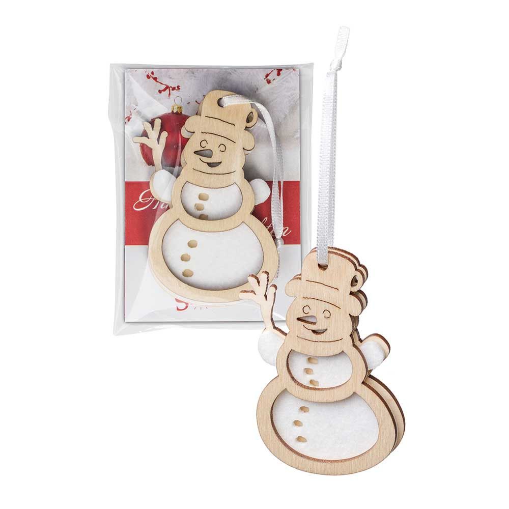 Holz-Filz Anhänger - Schneemann in Werbetüte-725