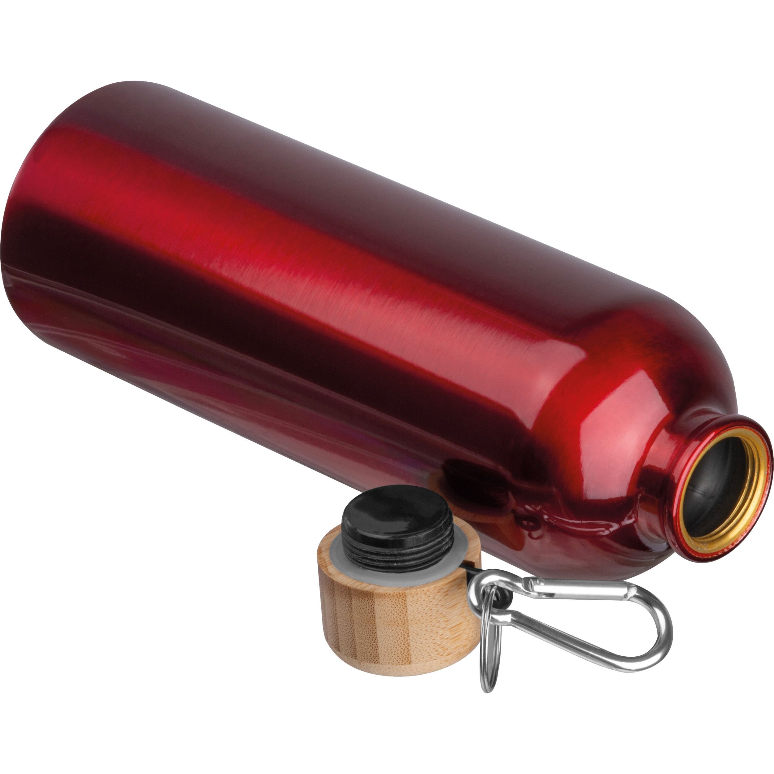 Edelstahltrinkflasche mit Karabiner, 750ml - rot-864