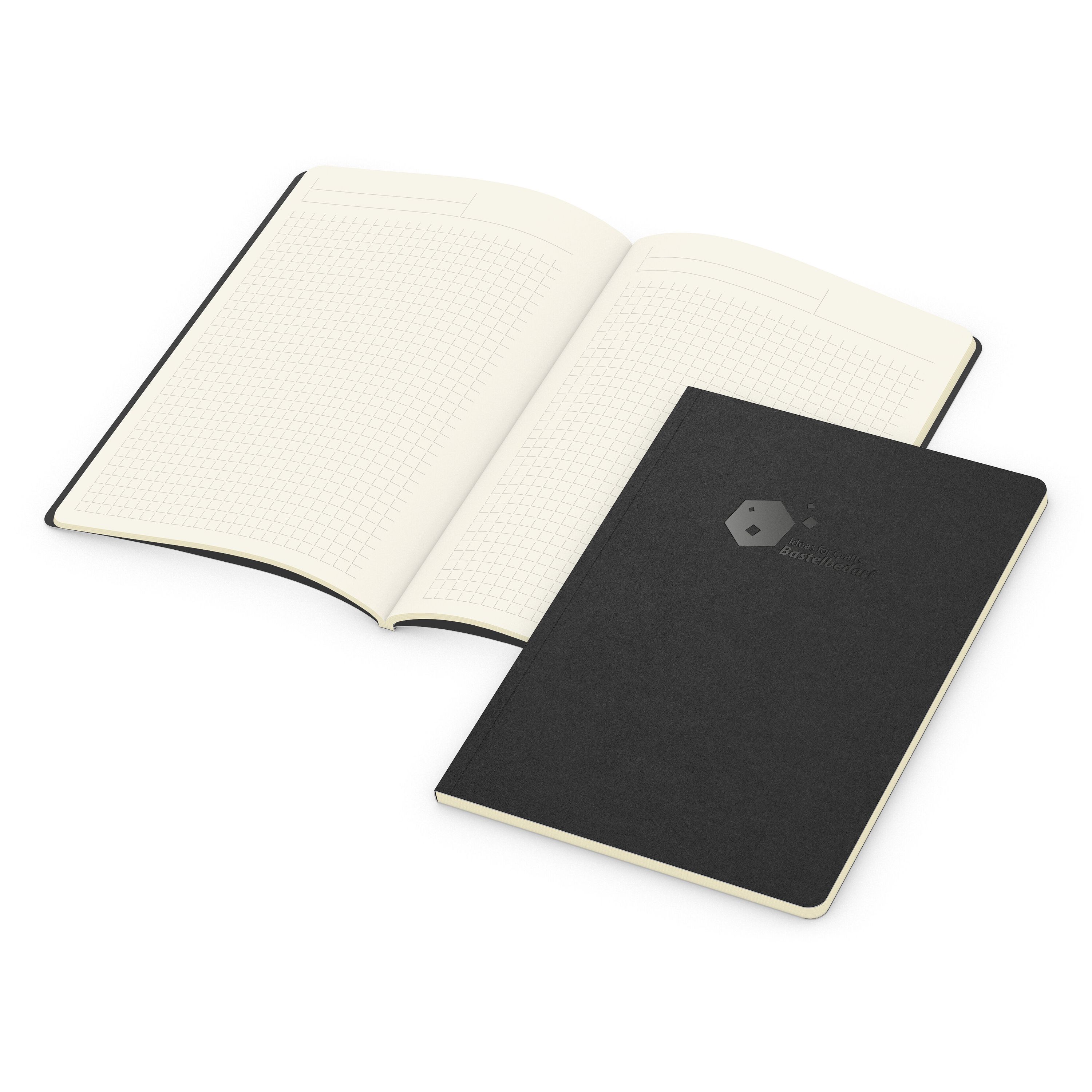 Notizbuch Copy-Book, A5, Winkelkaro, schwarz-329