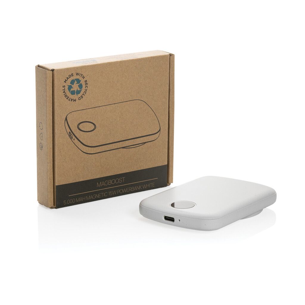 MagBoost 5.000mAh magnetische Powerbank aus RCS rec. Plastik - weiß-674