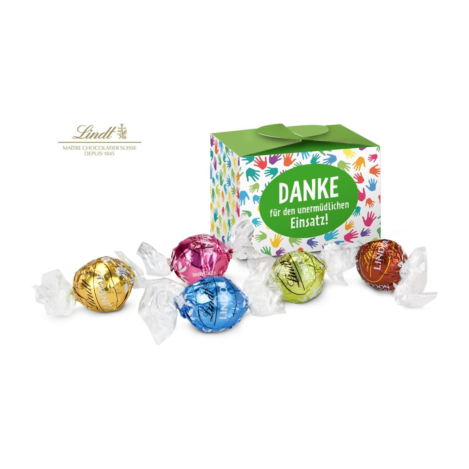 Lindt süßes Danke, Pralinenschachtel mit bunten Händen, 5 Lindorkugeln für Ihre Mitarbeiter-75