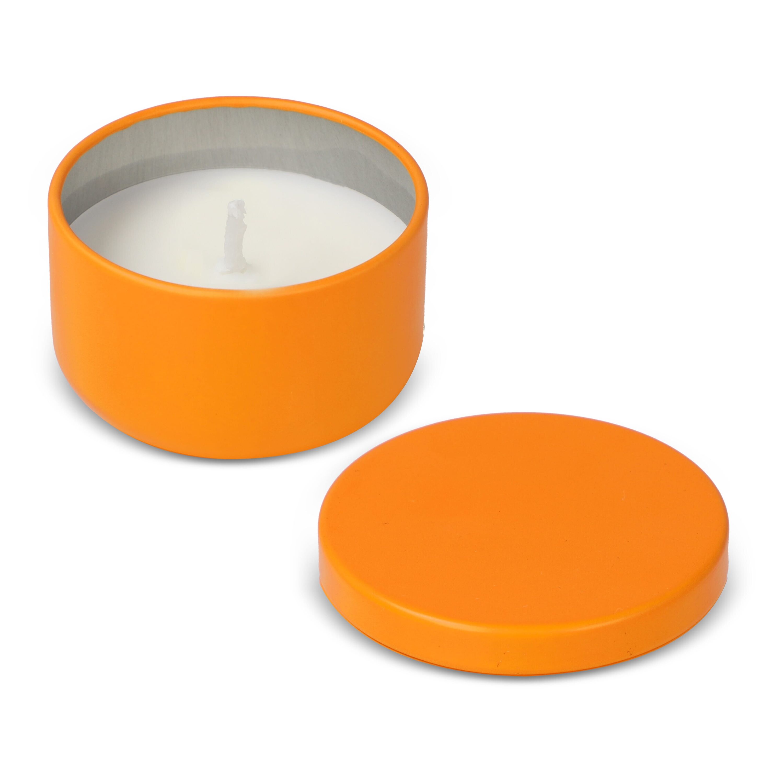 Asana unparfümierte Kerze auf Pflanzenbasis in recycelter Dose - orange-263