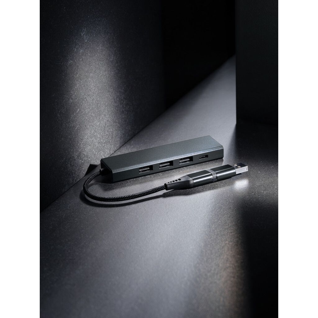 Terra Hub aus RCS recyceltem Aluminium mit 3 USB-Anschlüssen - grau-423