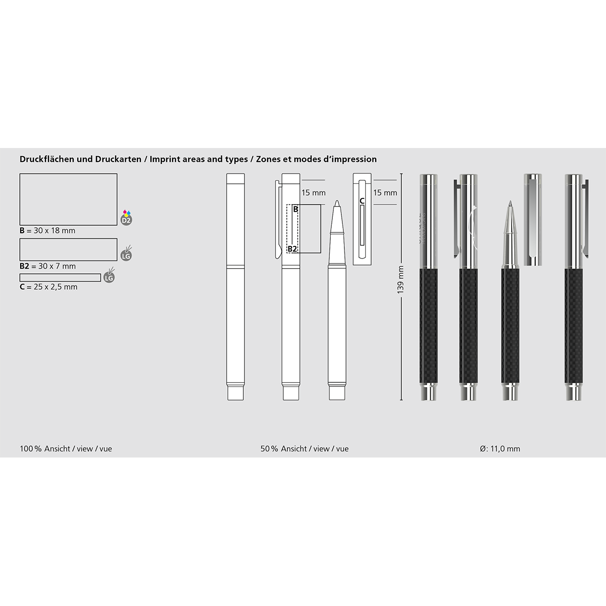 Tintenroller Unique rollerball carbon MMc - Carbon-387