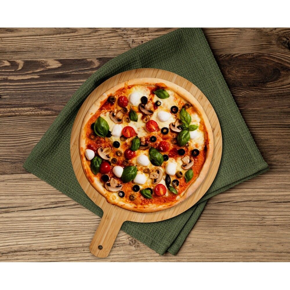 CHEESANO Rundes Servierbrett aus Bambus - natur-124