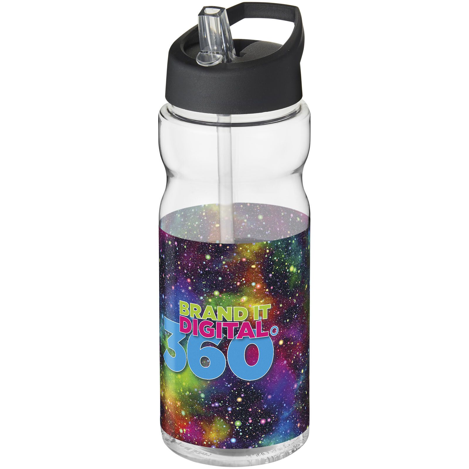 H2O Active Base 650 ml Sportflasche mit Ausgussdeckel - transparent -  schwarz-350