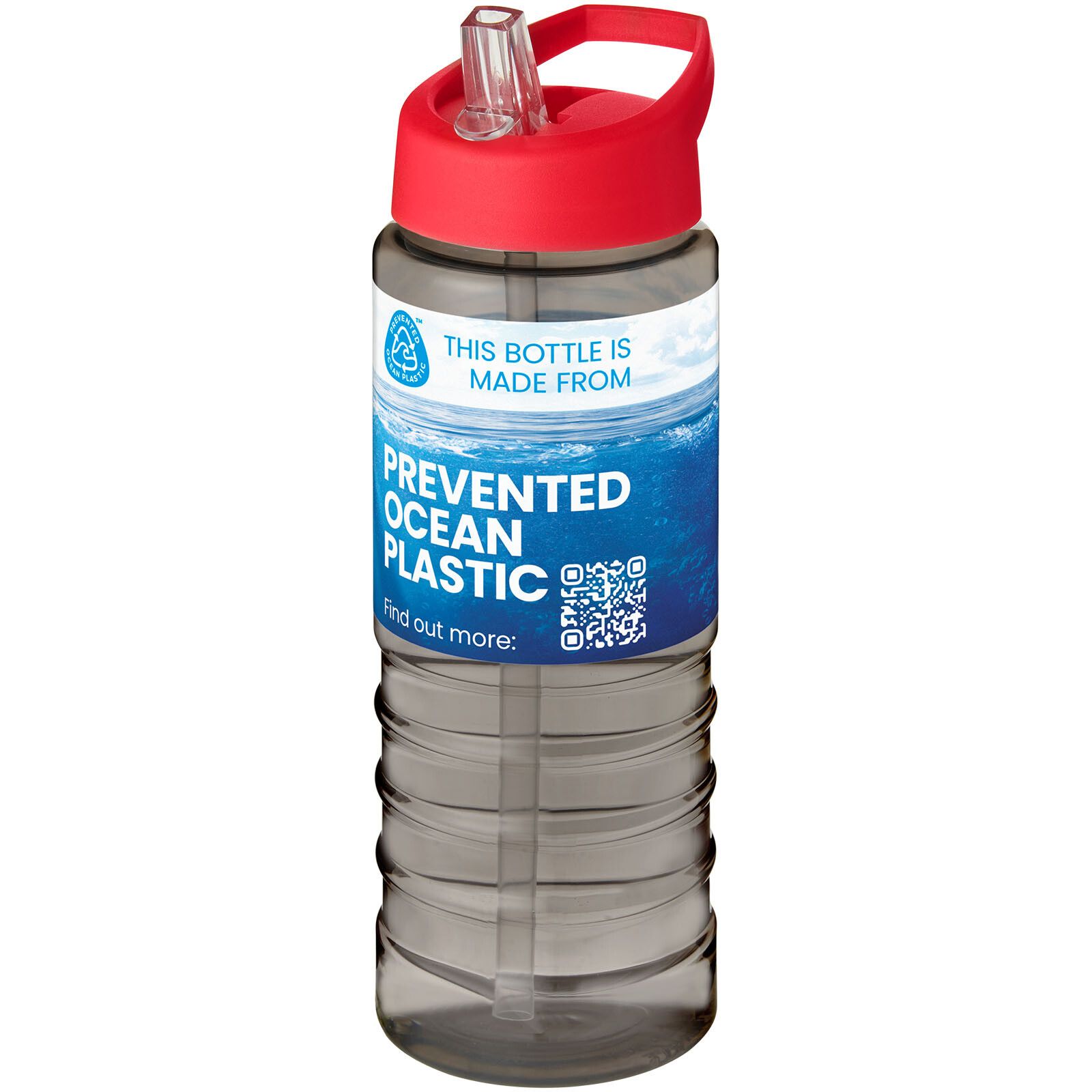 H2O Active Eco Treble 750 ml Sportflasche mit Stülpdeckel  - kohle -  rot-995