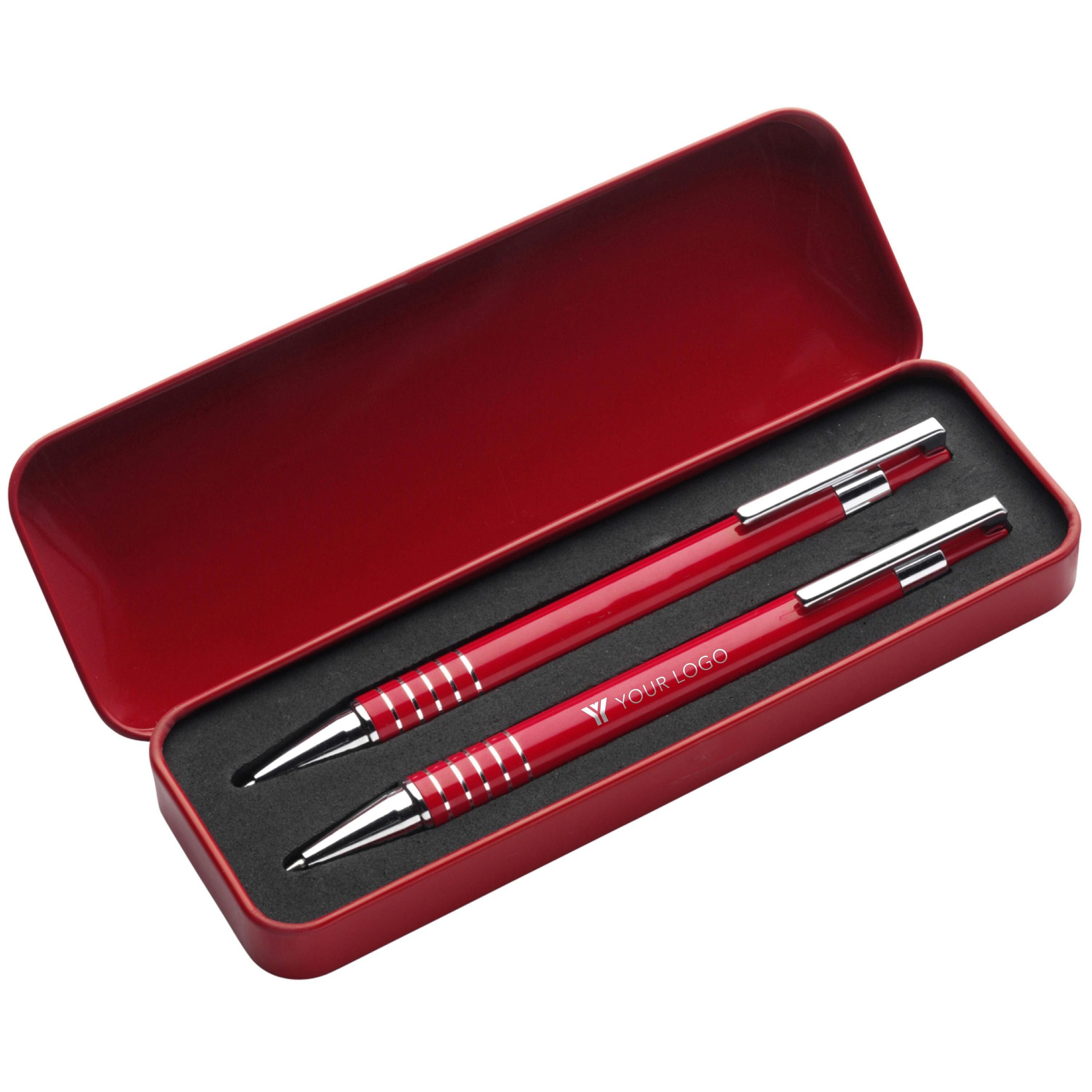 Schreibset aus Aluminium/Metall Yolanda - schwarz-884