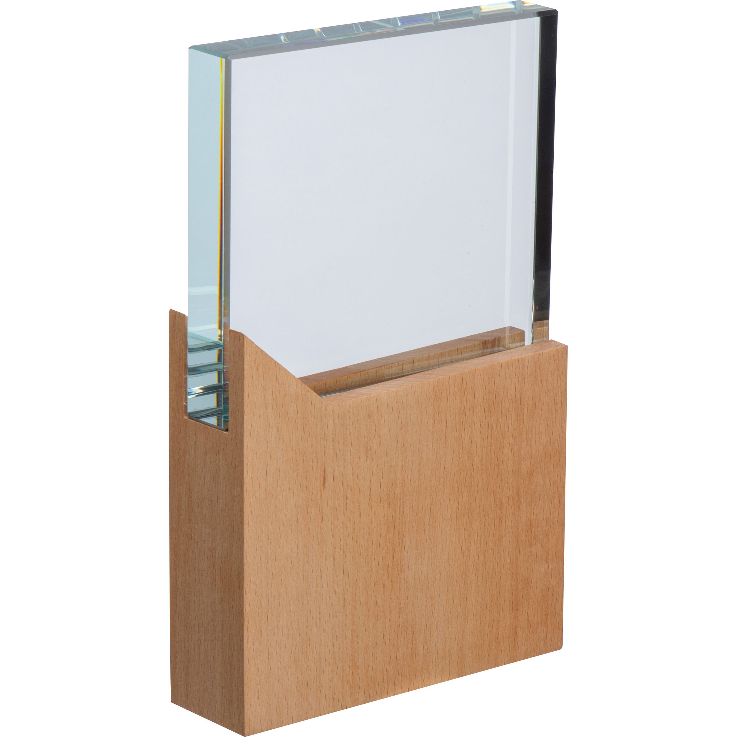 Trophäe mit Holzsockel - beige-100