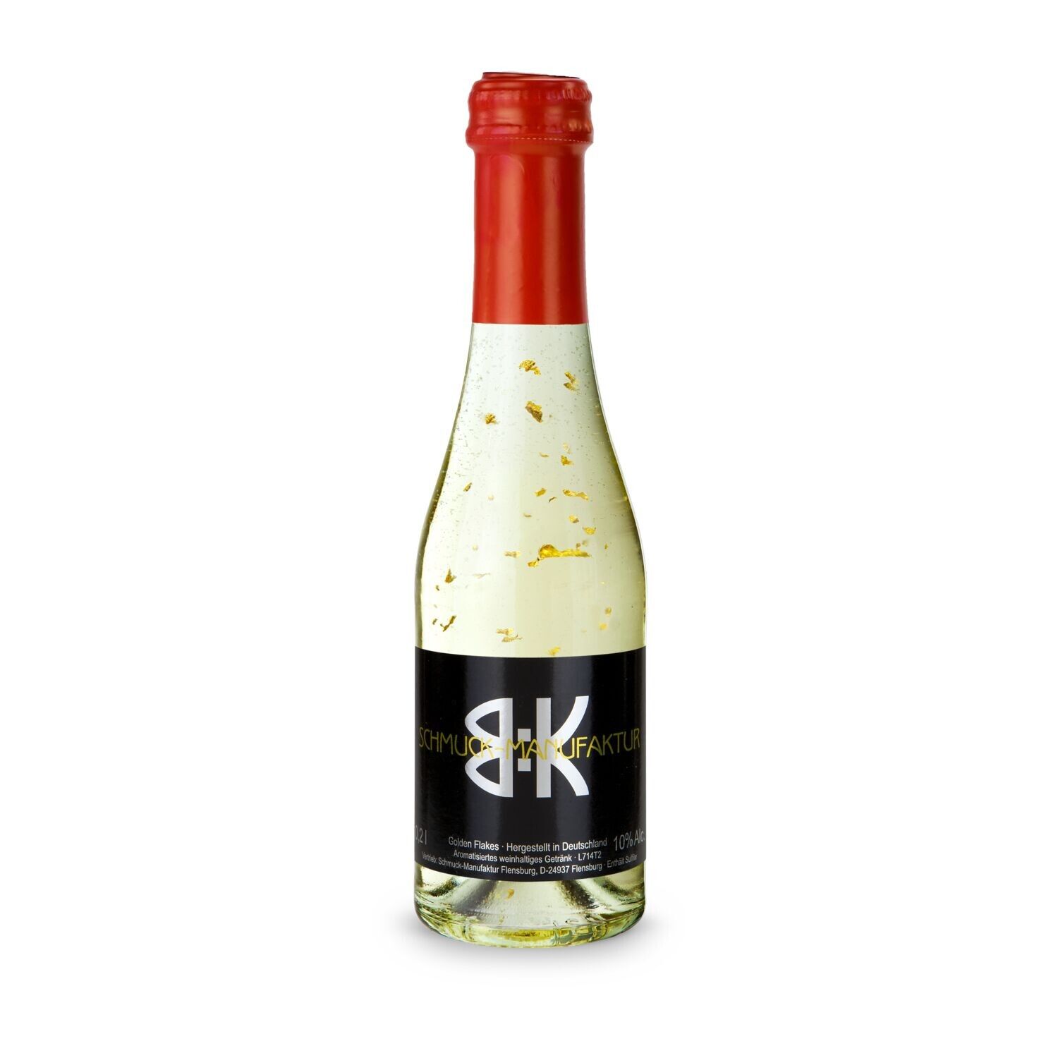 Piccolo Golden Flakes - Flasche klar, 0,2 l - Kapselfarbe Rot-503