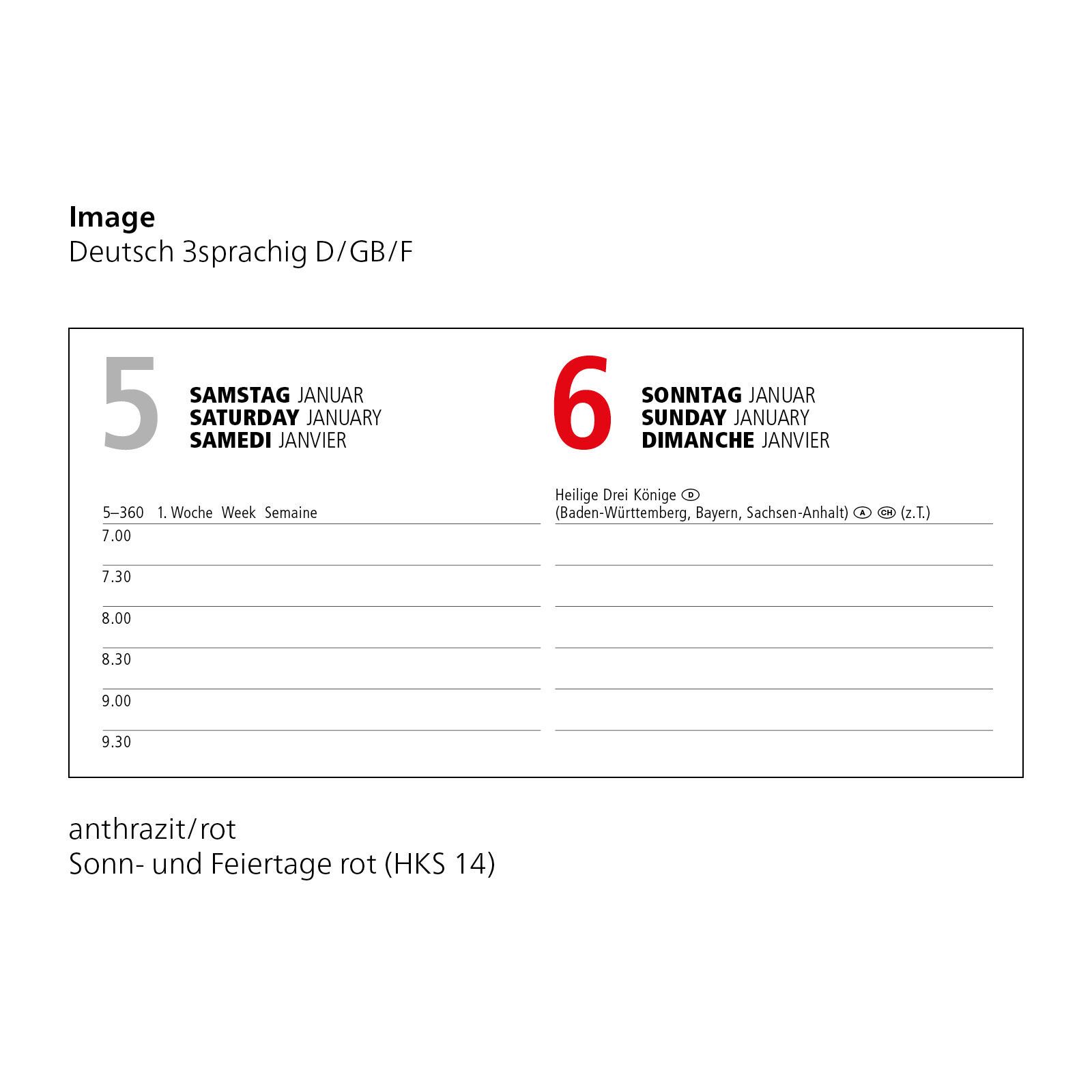 Tageskalender Image, schwarz, Silberprägung-110