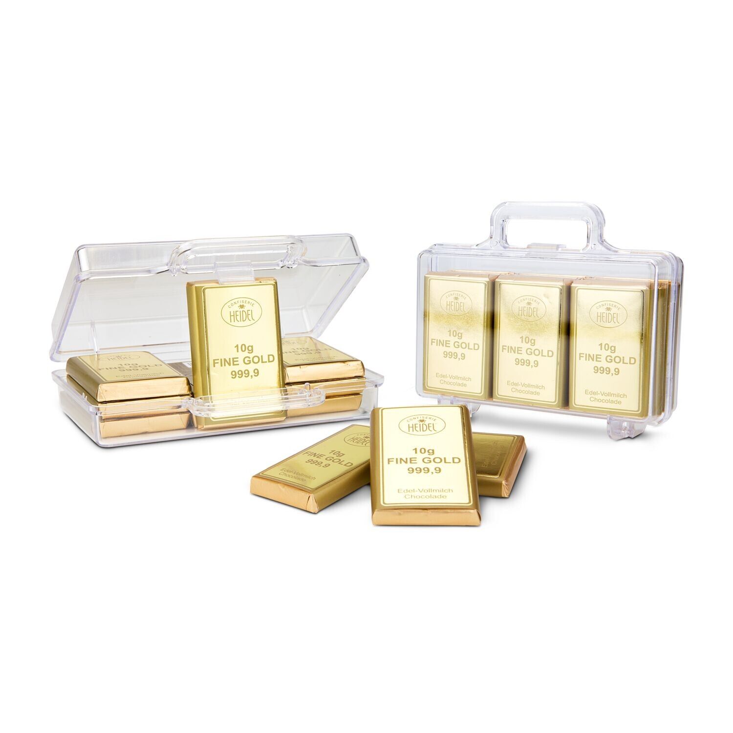 Frohe Ostern Goldkoffer mit 12 Goldbarren, Edelvollmilch-Schokolade (120 g)-394