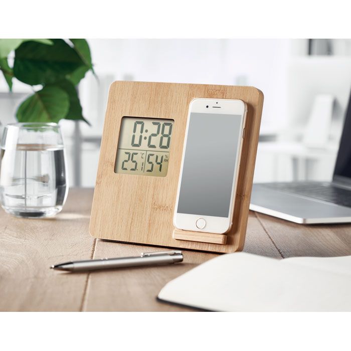 Tischuhr mit Ladestation FERREL - holz-81