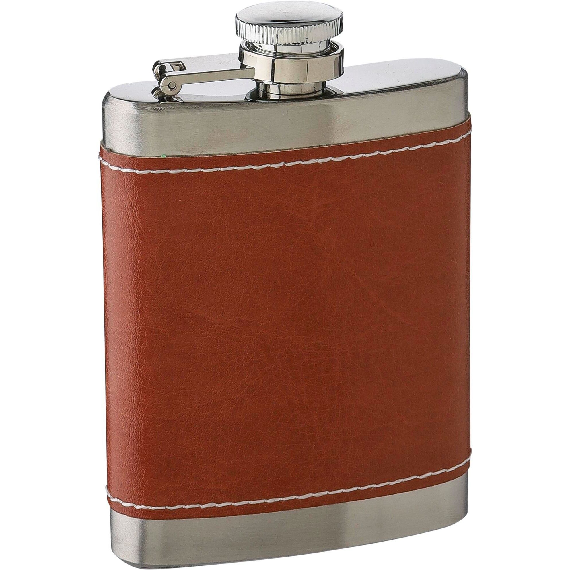 Flachmann aus Edelstahl Cedric - braun-24