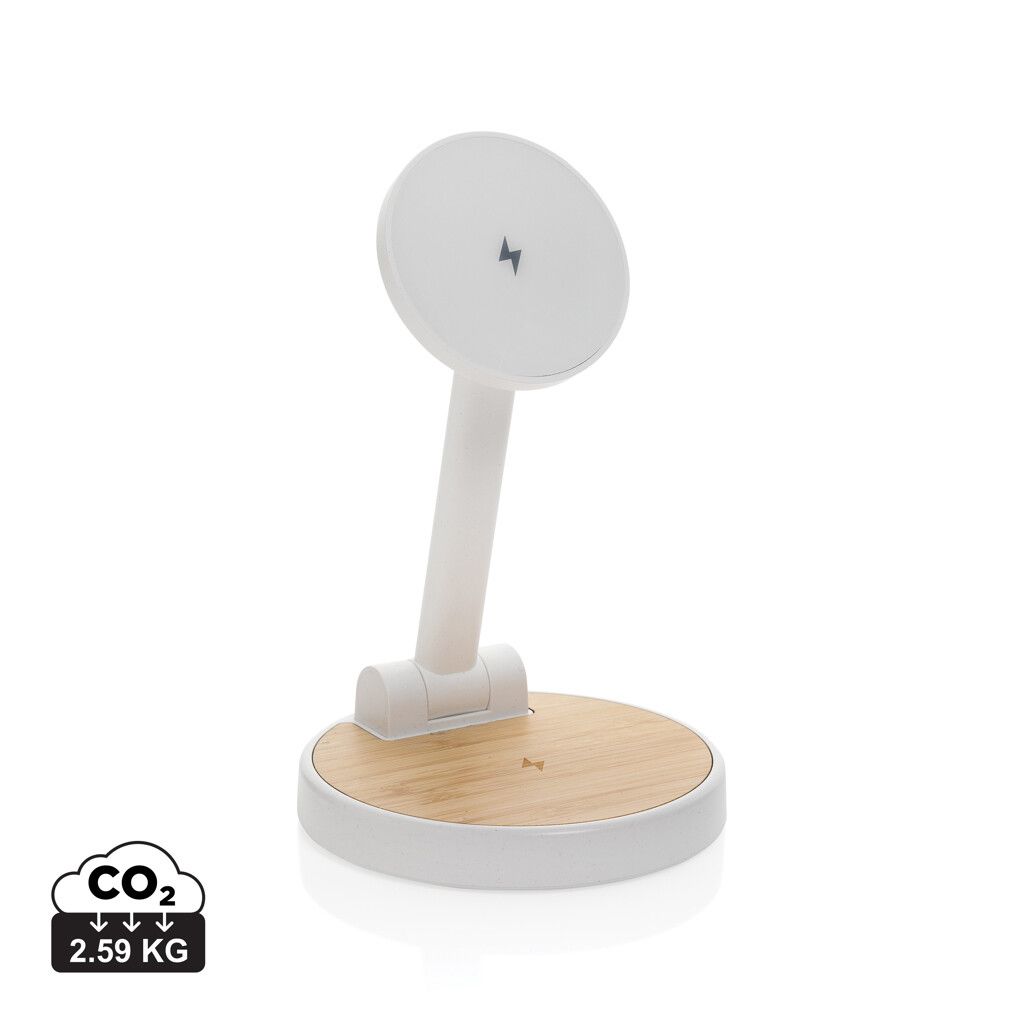 Ontario 2-in-1 15W magnetischer Ladeständer aus RCS rPlastik - weiß-339