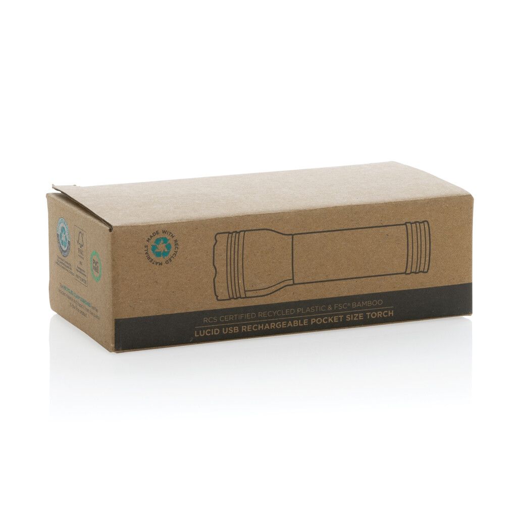 Lucid 1W Taschenlampe aus RCS recycelt. Kunststoff & Bambus - schwarz-590