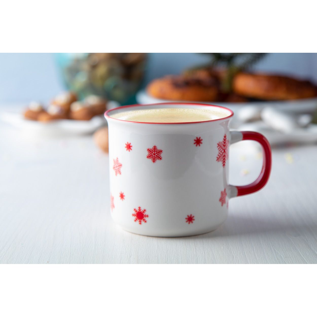 Nakkala Vintage Weihnachtstasse - rot - weiß-136