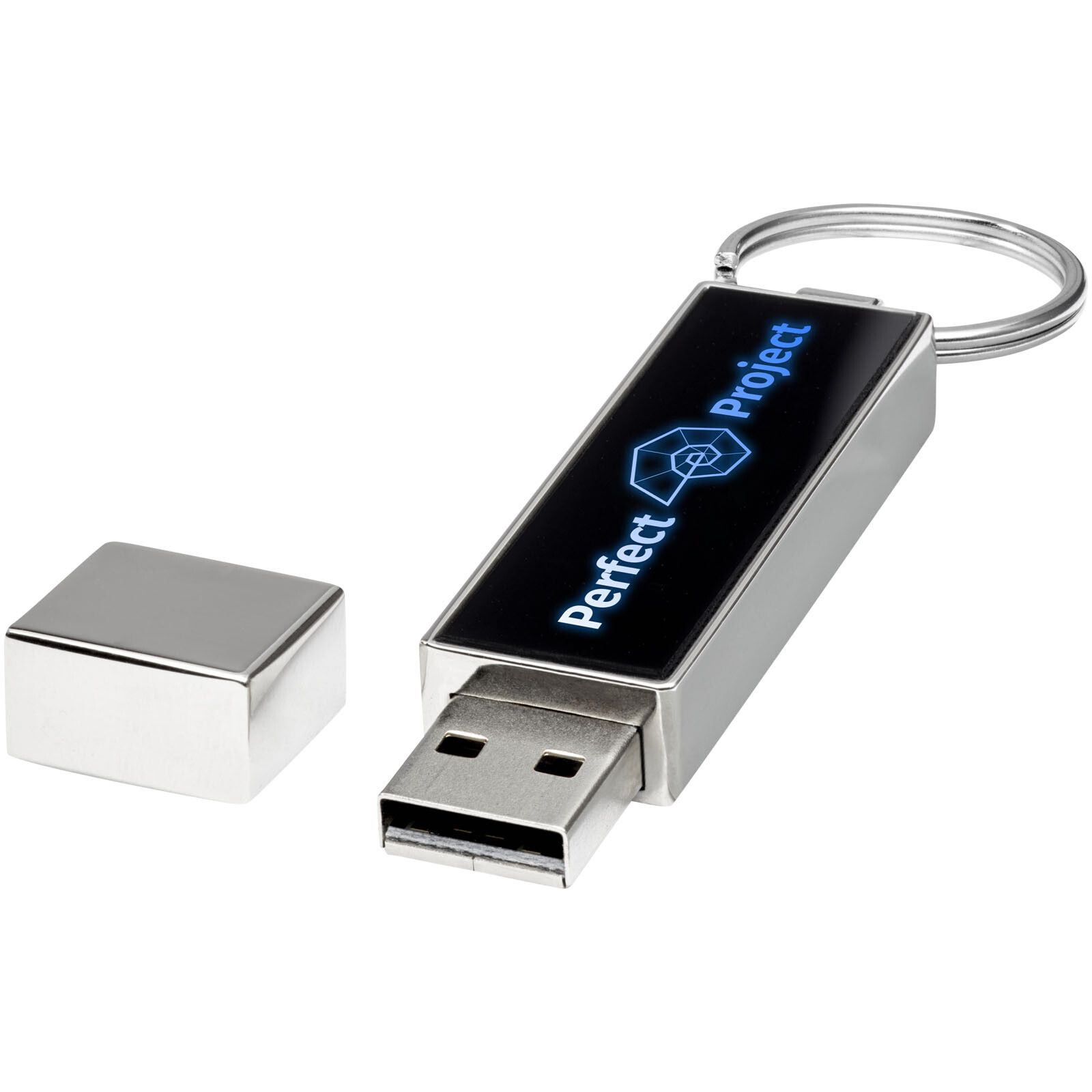 Rechteckiger Light Up USB Stick - silber - 16 GB-185