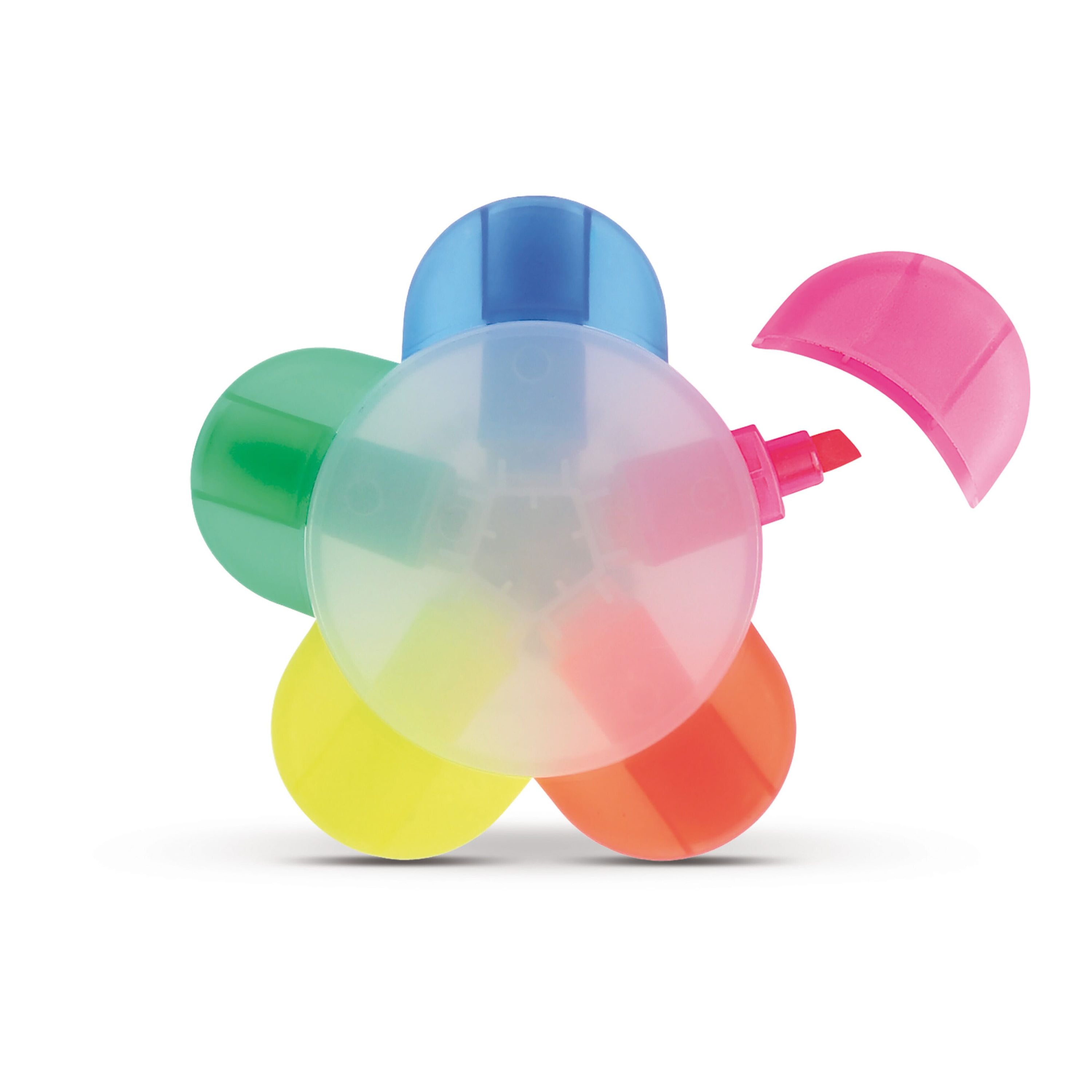 Textmarker Blume mit 5 Farben - natur  -  weiss-880