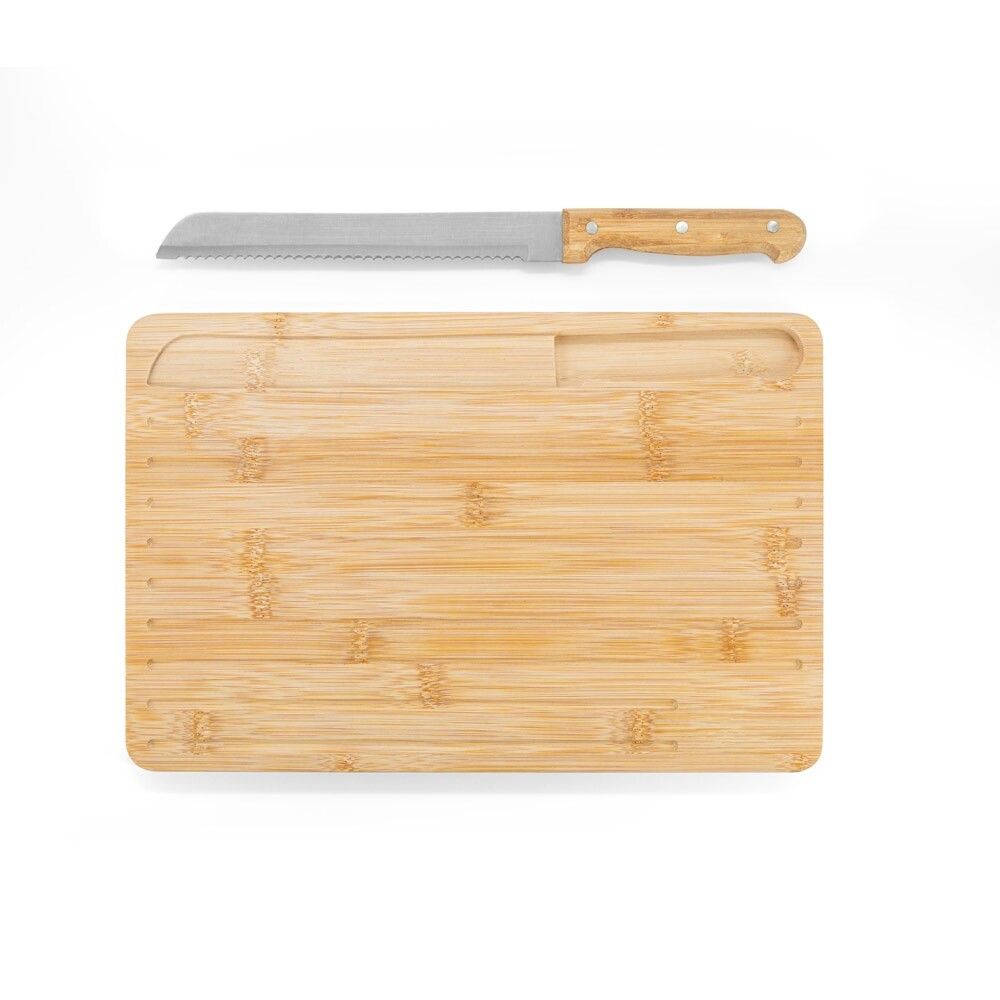 CATCHER Brotschneidebrett aus Bambus, inklusive Messer - natur-688