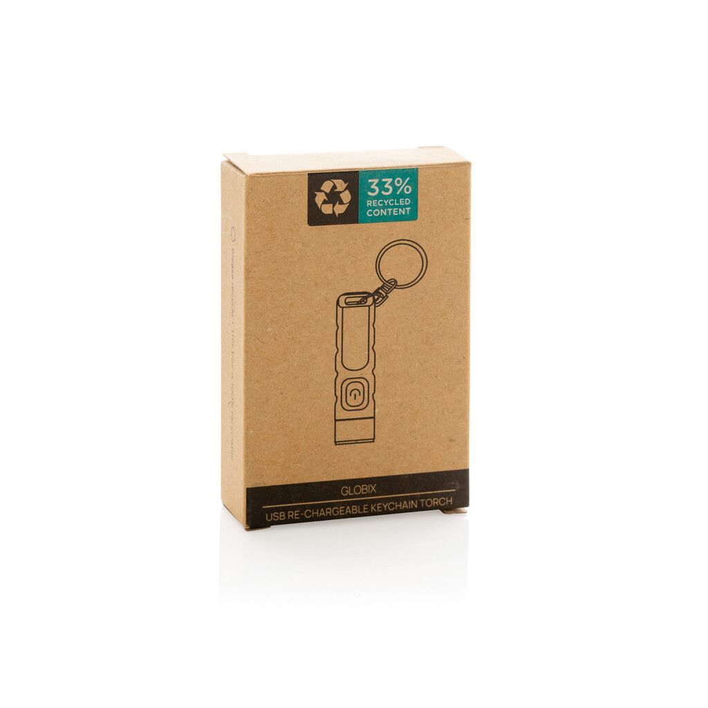 Globix USB Schlüsselanhänger-Taschenlampe aus RCS rABS - schwarz-267