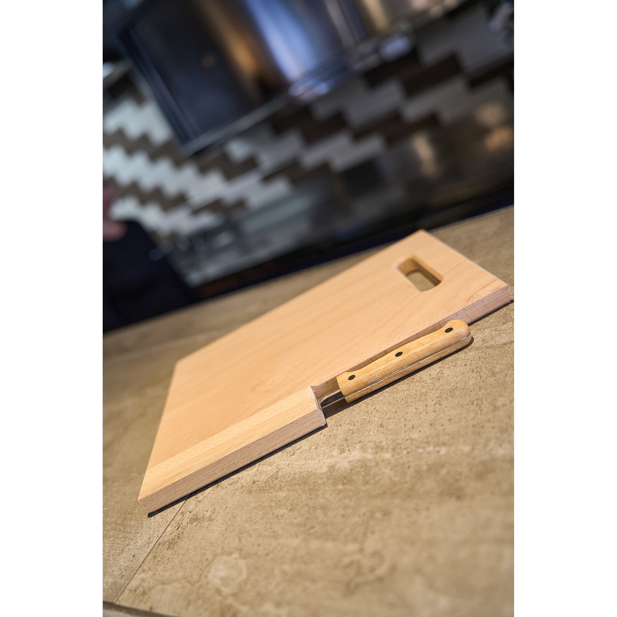 Holzbrett mit Messer Lizzano - braun-362