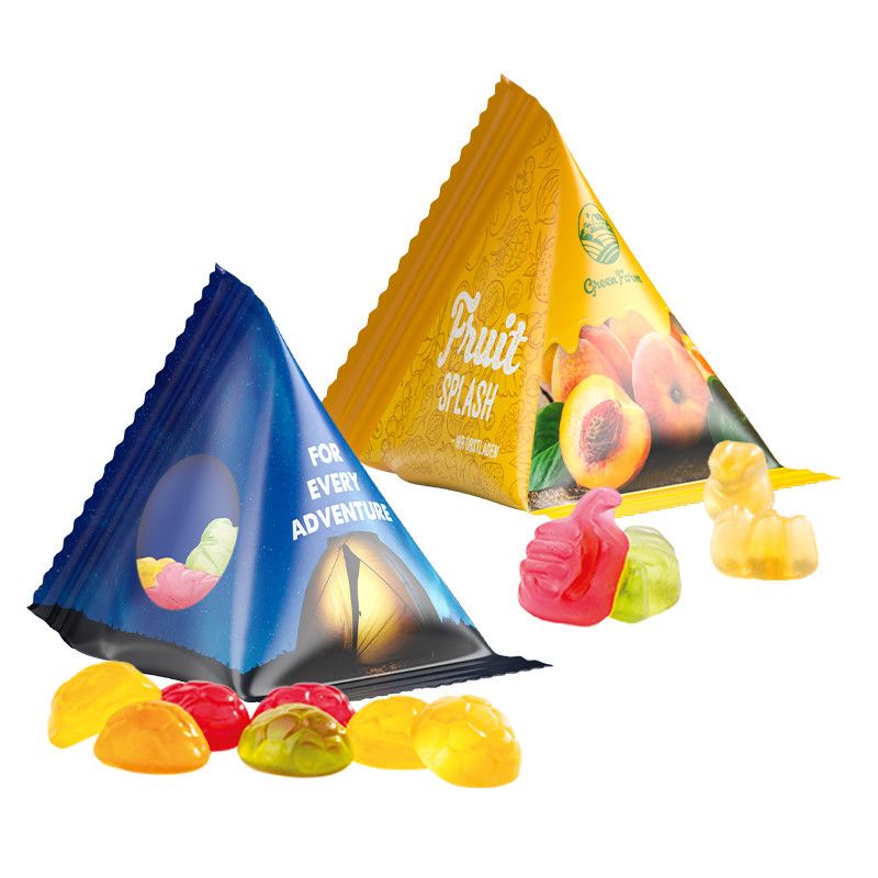 Fruchtgummi Tetraeder, Folie weiß, Trolli Fruchtgummi Sterne-666