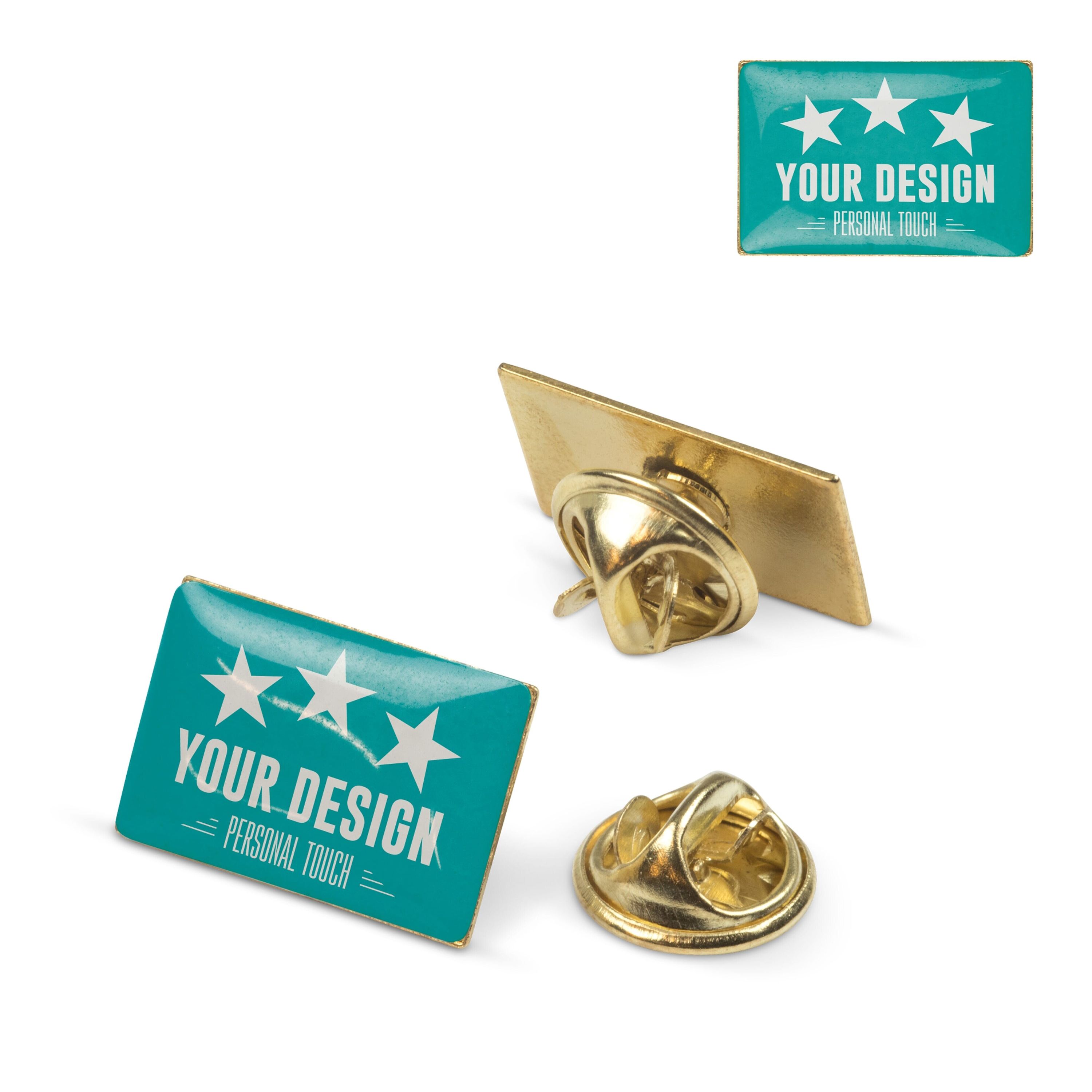 Metall Pin rechteckig 19x13mm - gold satin-817