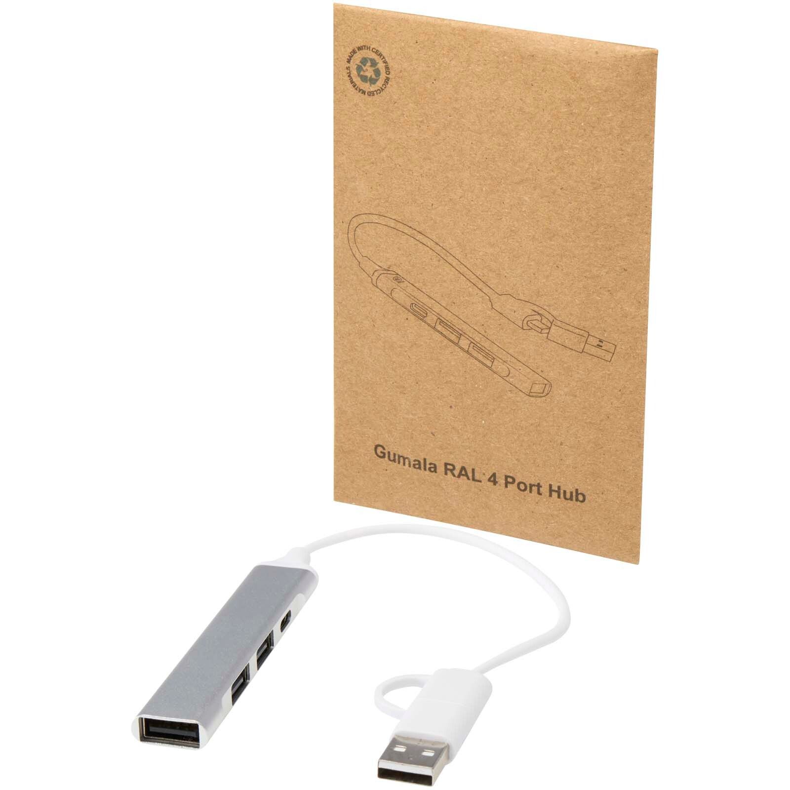 Alkaid 4 Port Hub aus recyceltem Aluminium mit USB-A- und Typ-C-Anschlüssen und zwei Eingängen - silber-921