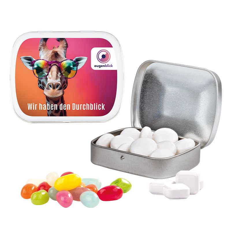 Klappdose, matt-silber, Mentos Kaudragee Fruit-668