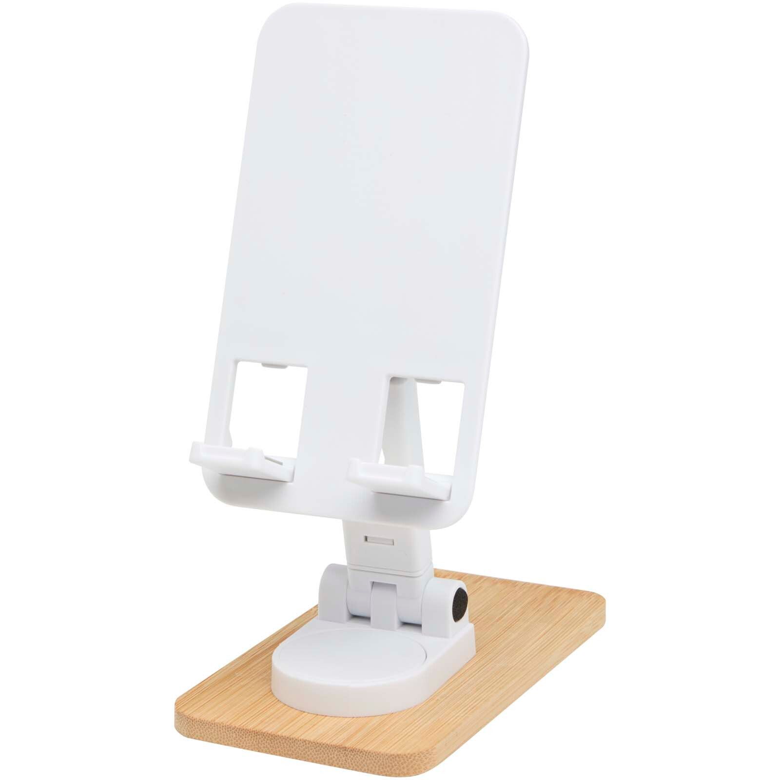 Alfirk Klappbare Smartphonehalterung  aus recyceltem Kunststoff mit Bambusdetails - weiss-652
