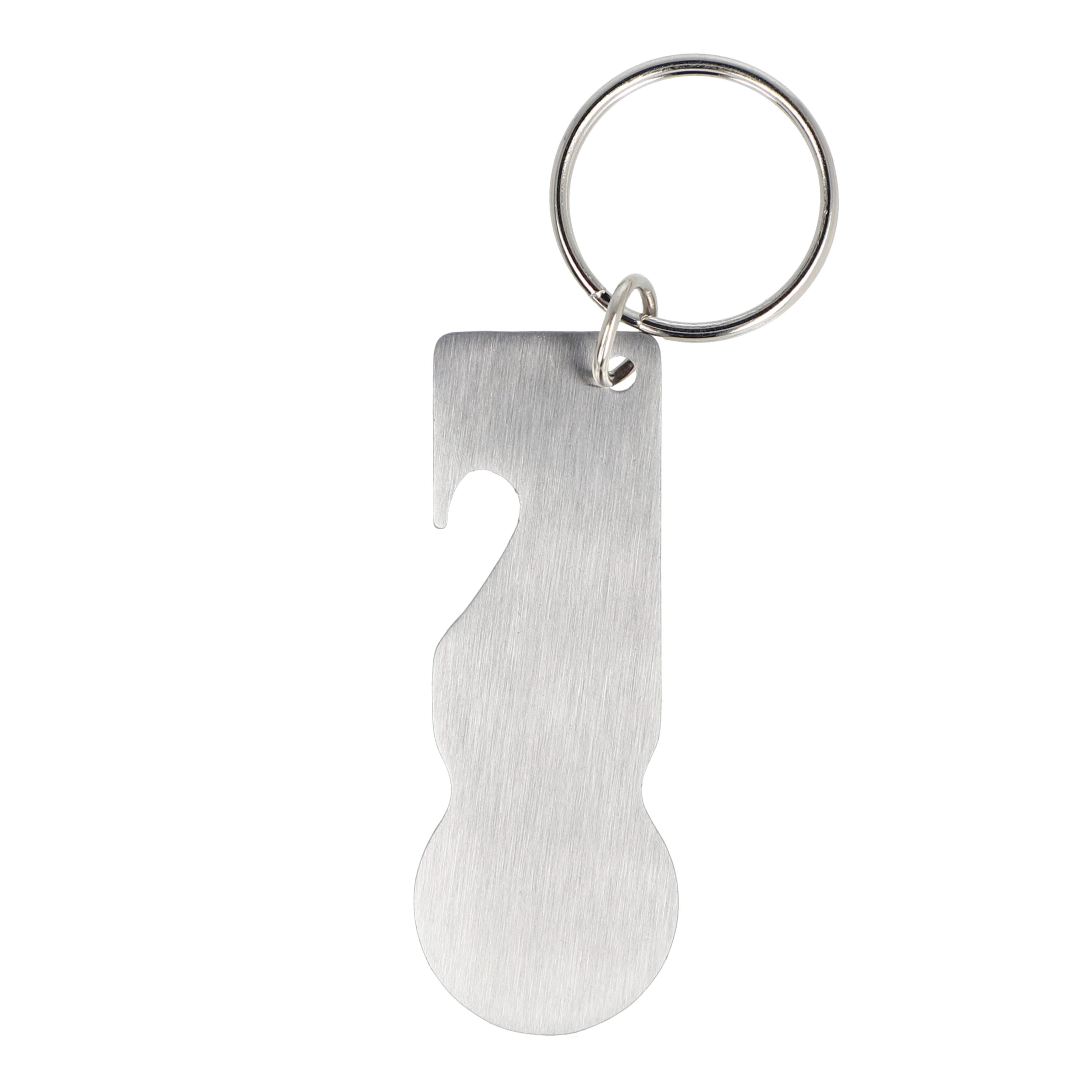 Edelstahl Schlüsselanhänger mit Einkaufswagenlöser - silber-76