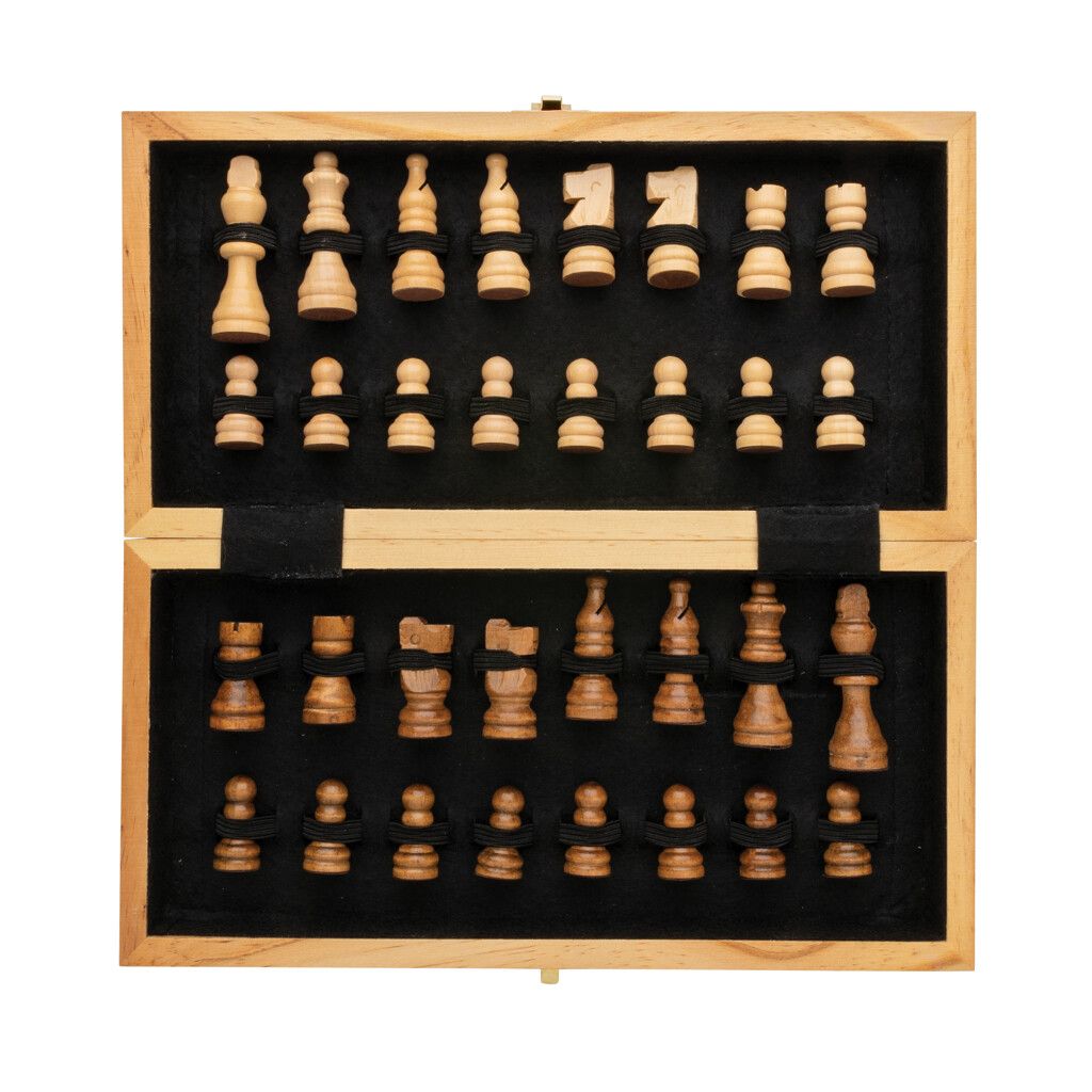 Faltbares Schachspiel aus Holz - braun-788