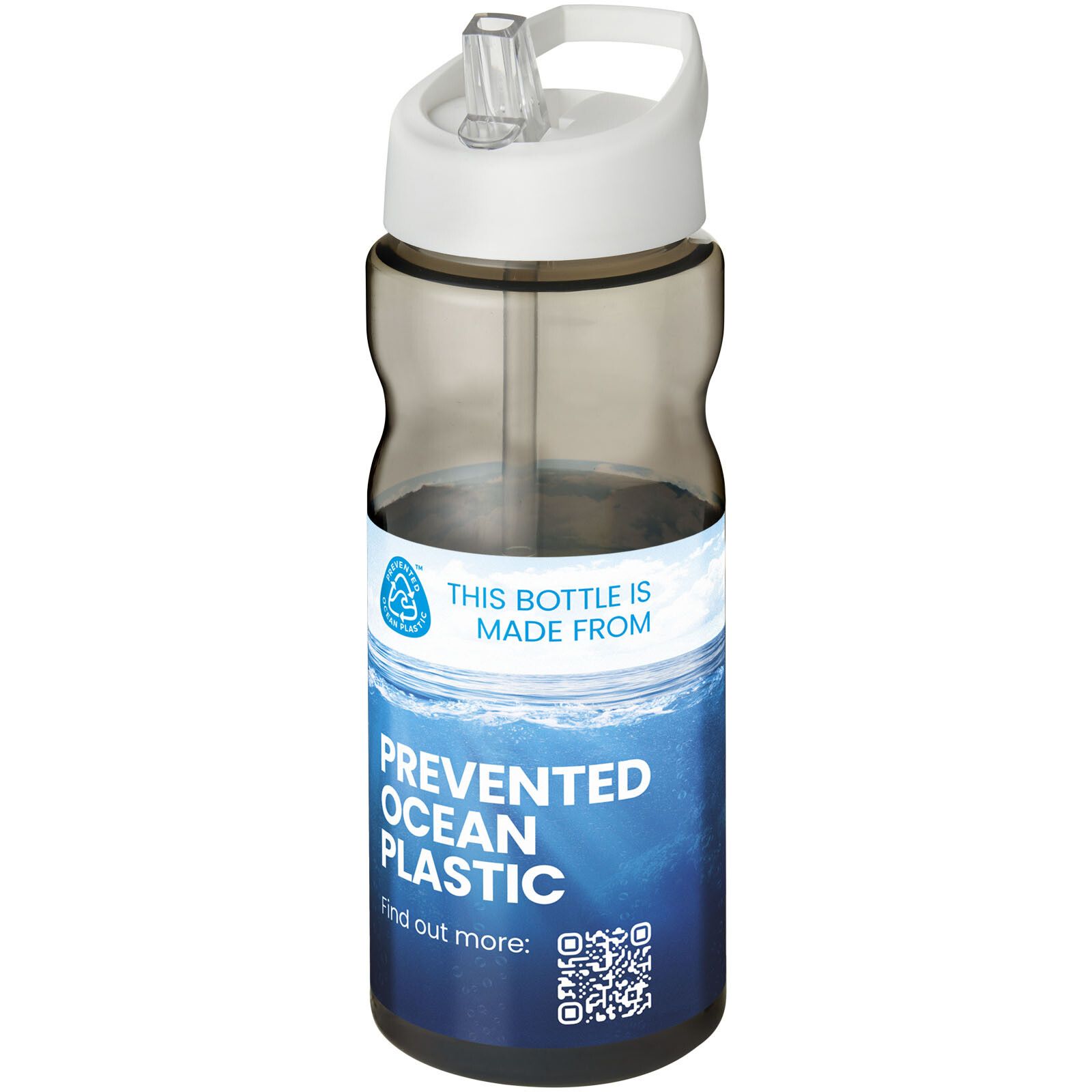 H2O Active Eco Base 650 ml Sportflasche mit Ausgussdeckel - kohle -  weiss-350
