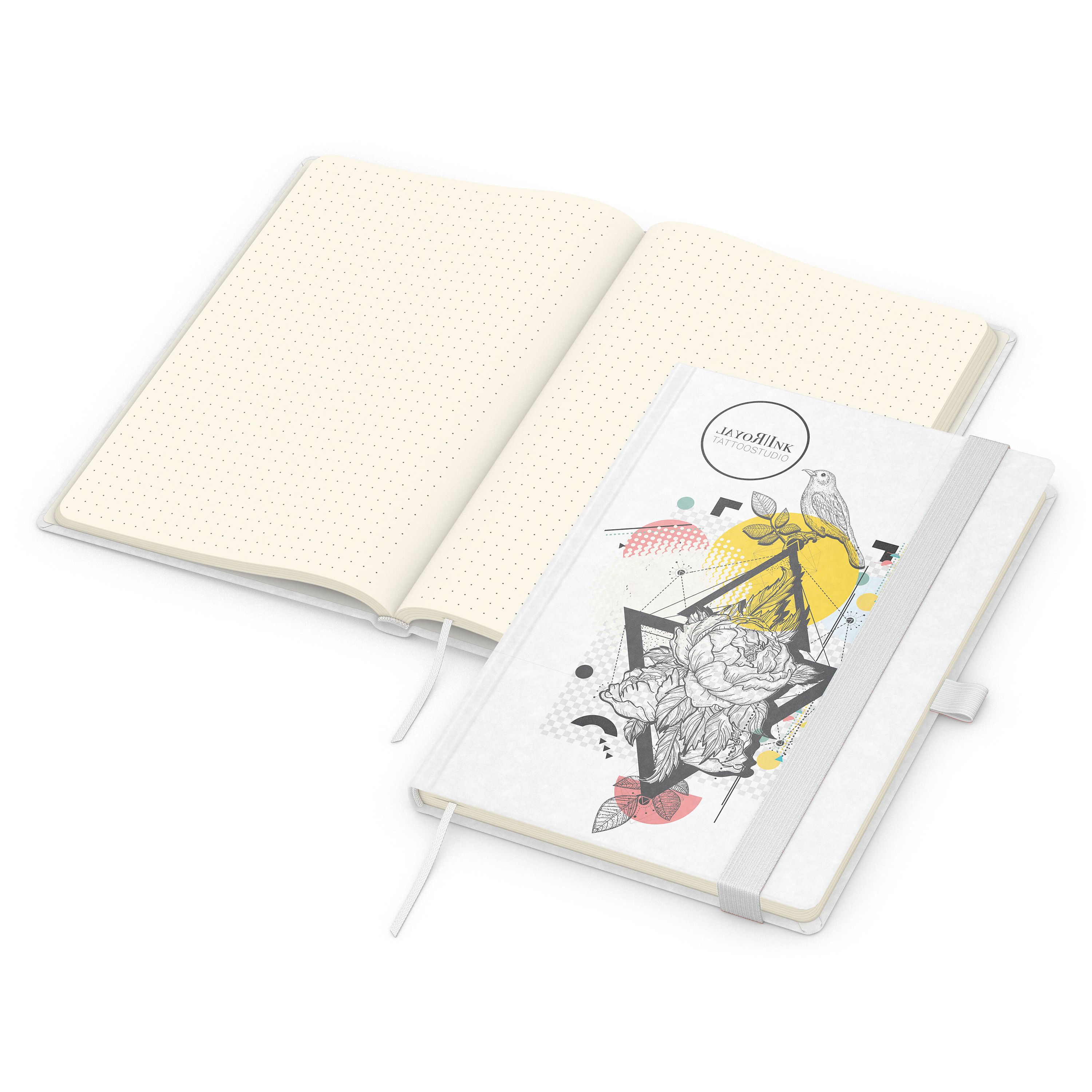Notizbuch Match-Book, A5, Creme, Punktraster, weiß-individuell, weiß-946