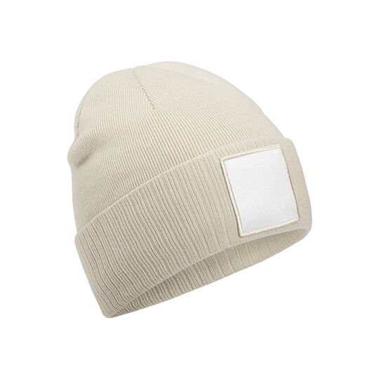 Appliqué Patch Beanie - oatmeal - white-979