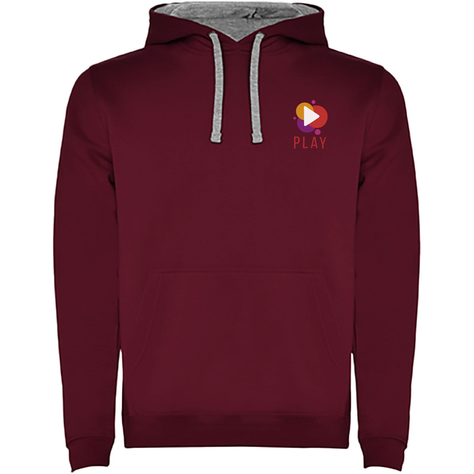 Urban Kapuzenpullover für Herren - maroon rot -  marl grau - M-361