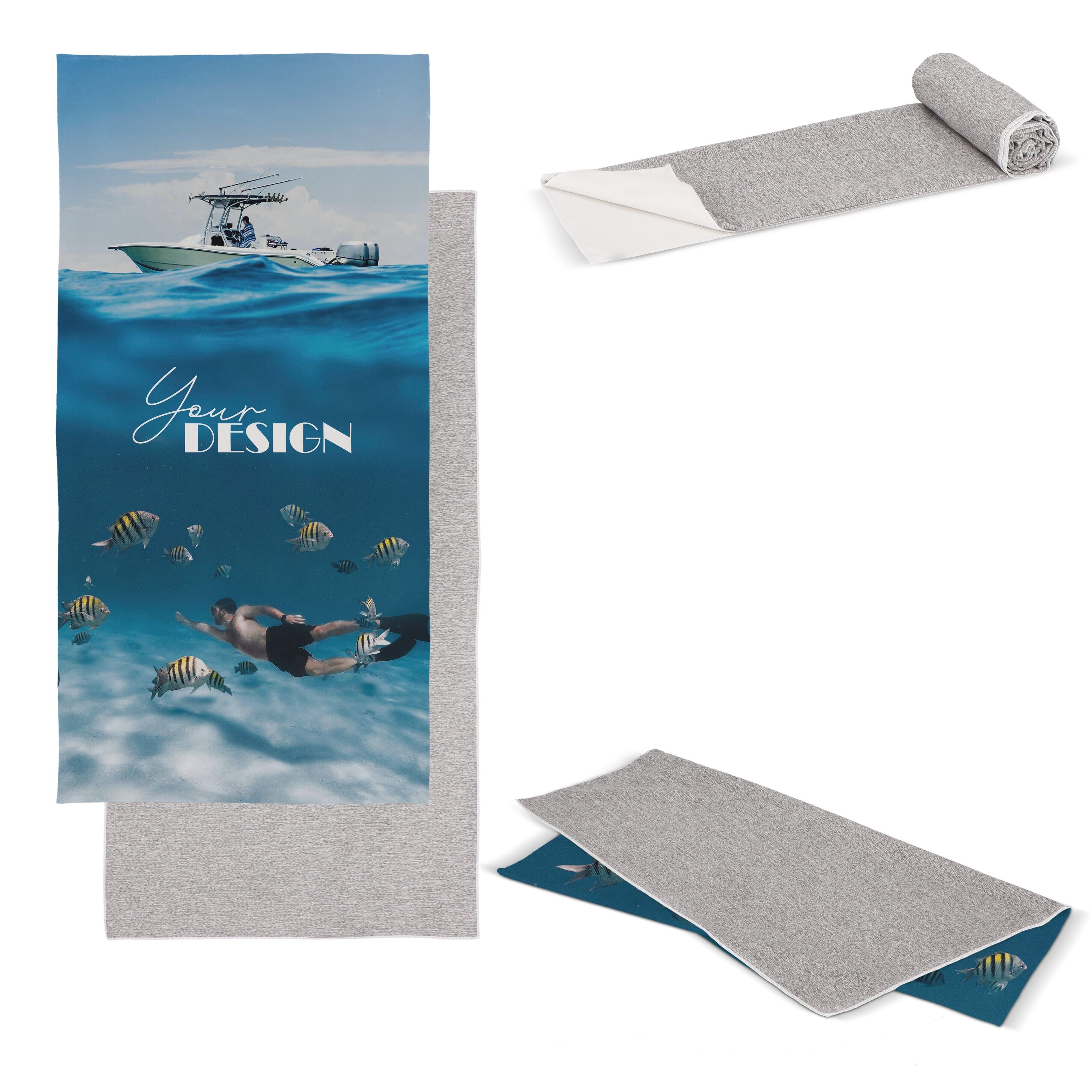 Schnelltrocknendes Handtuch R-PET 70 x 140 cm Sublimation - weiss  -  grau-42