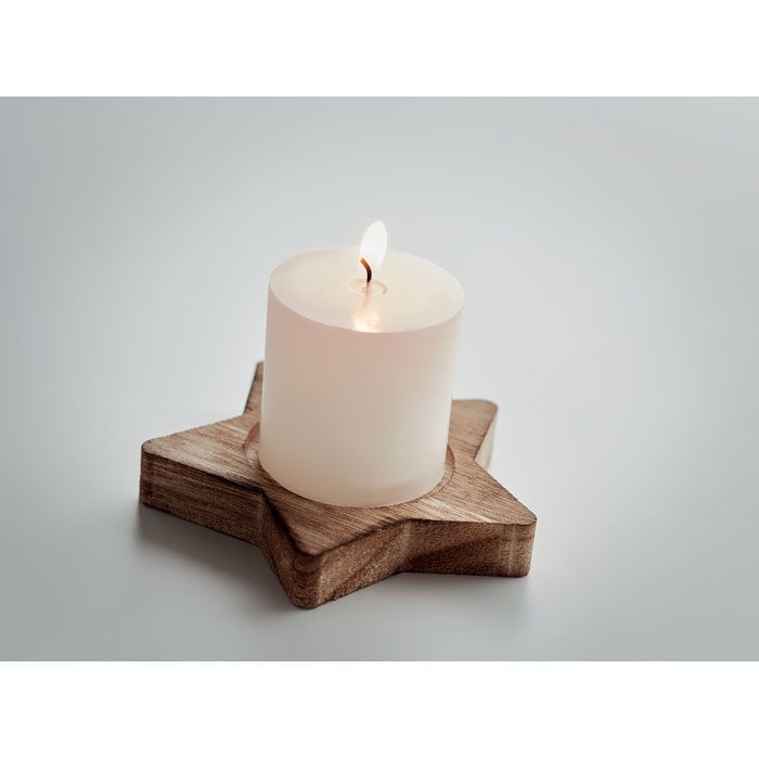 Kerze mit Halter LOTUS - holz-189