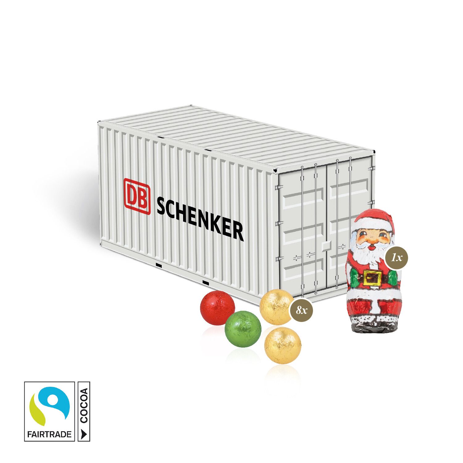 3D Präsent "Container" mit Fairtrade Schokolade-911
