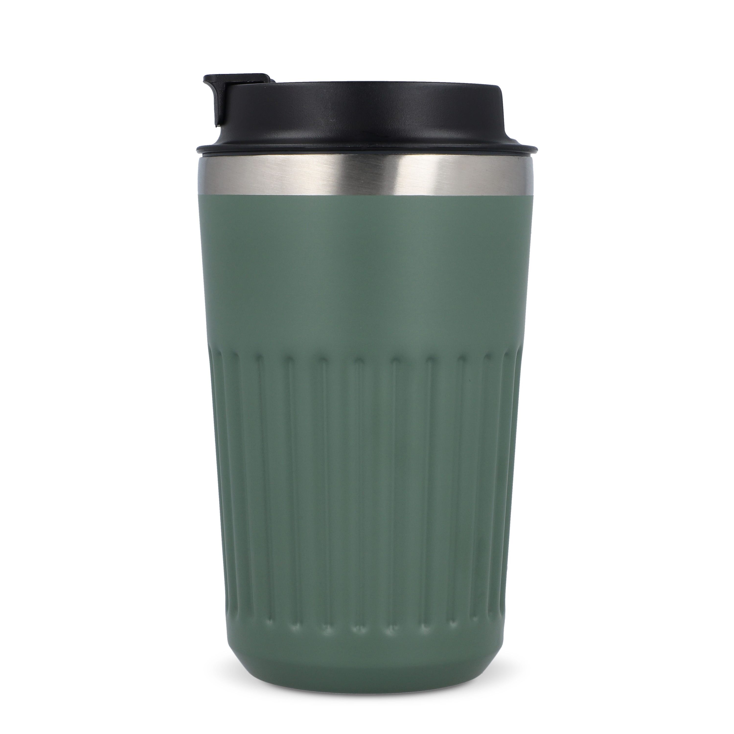 Recycelter Edelstahl-Thermobecher für Kaffee zum Mitnehmen, 400 ml - olivgrün-836