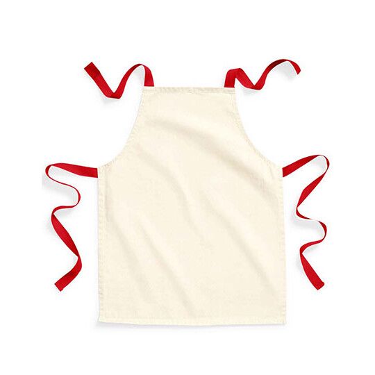 Fairtrade Cotton Junior Craft Apron - natural - classic red-495