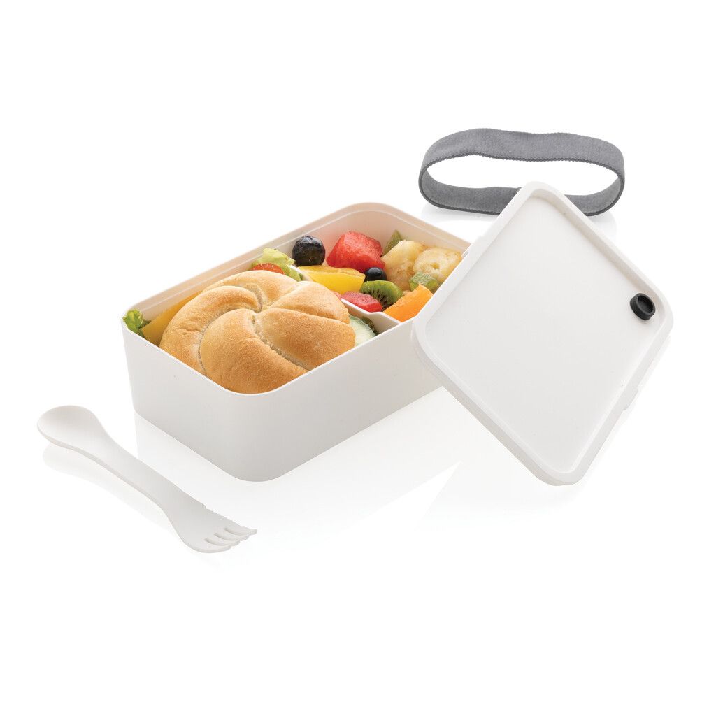 PP Lunchbox mit Göffel - weiß-332