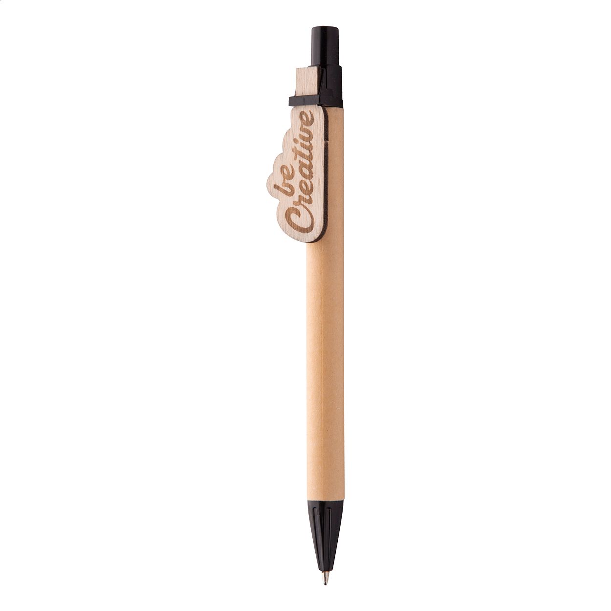 Kugelschreiber CreaClip Eco - schwarz - natur-360
