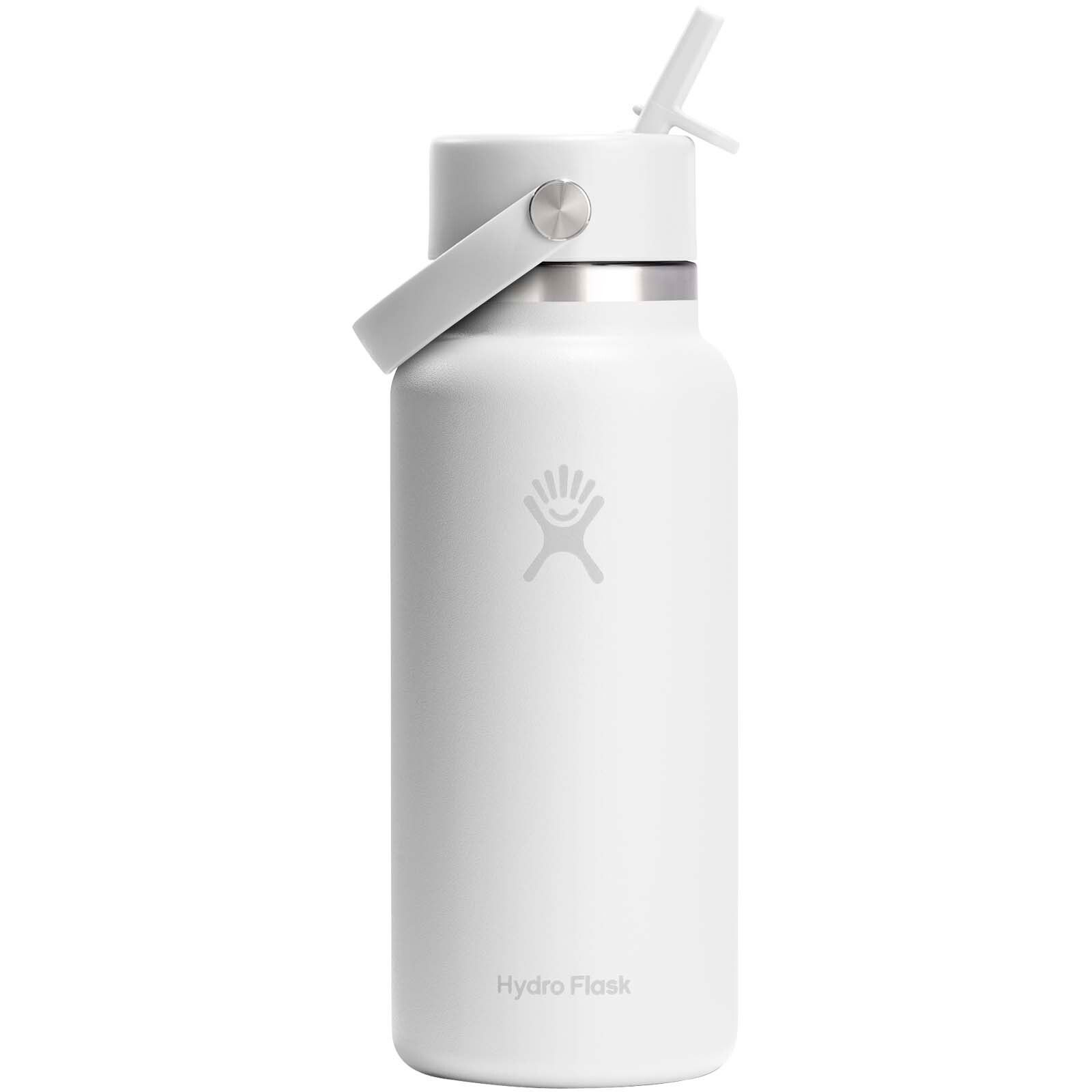 Hydro Flask Wide Mouth 946 ml isolierte Edelstahl Trinkflasche mit Strohhalmverschluss - weiss-655